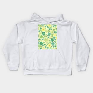 retro green florals, lime green, groovy 60s pattern, 70s flowers, green flowers, girly, for teen girl Kids Hoodie